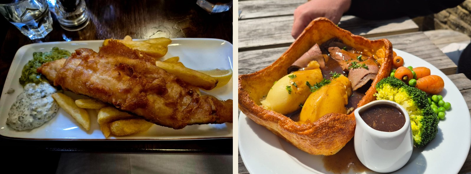 Fish and chips cùng bữa Sunday roast với Yorkshire pudding
